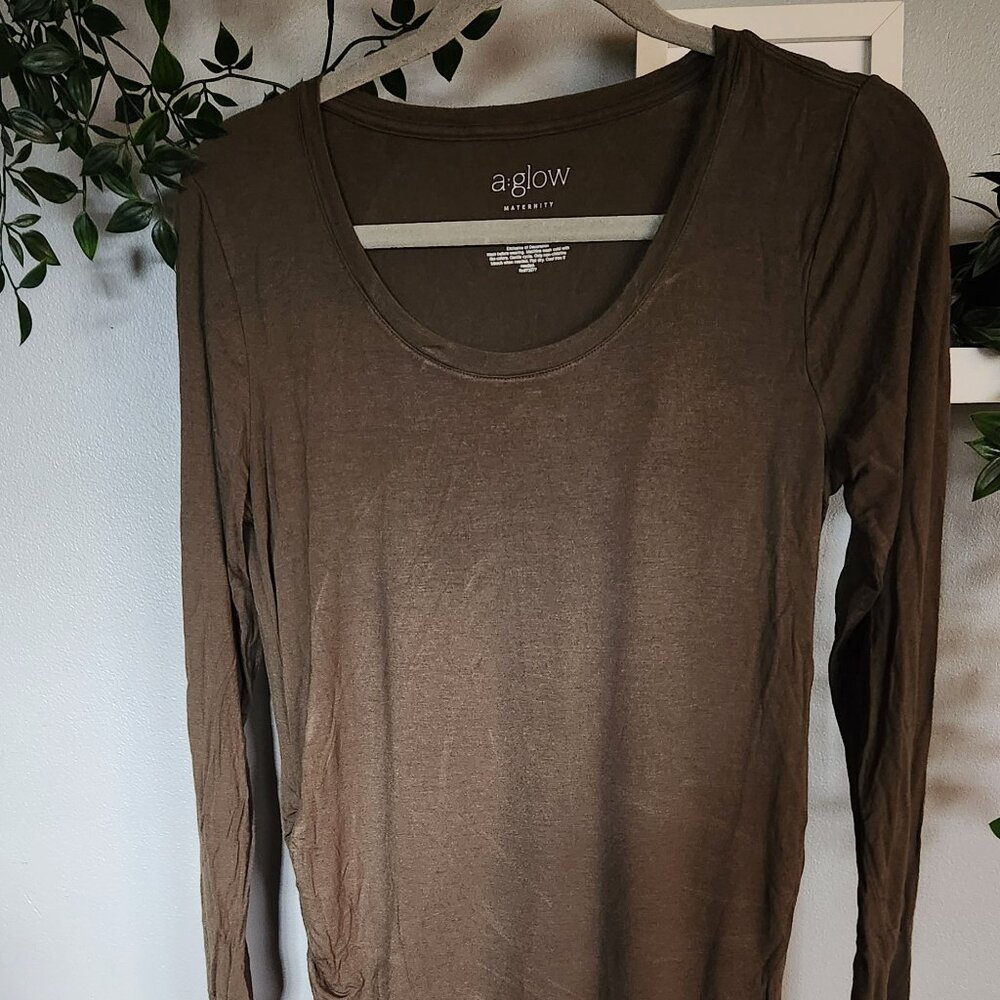 A Glow Deep Olive Maternity Tunic Women's Medium